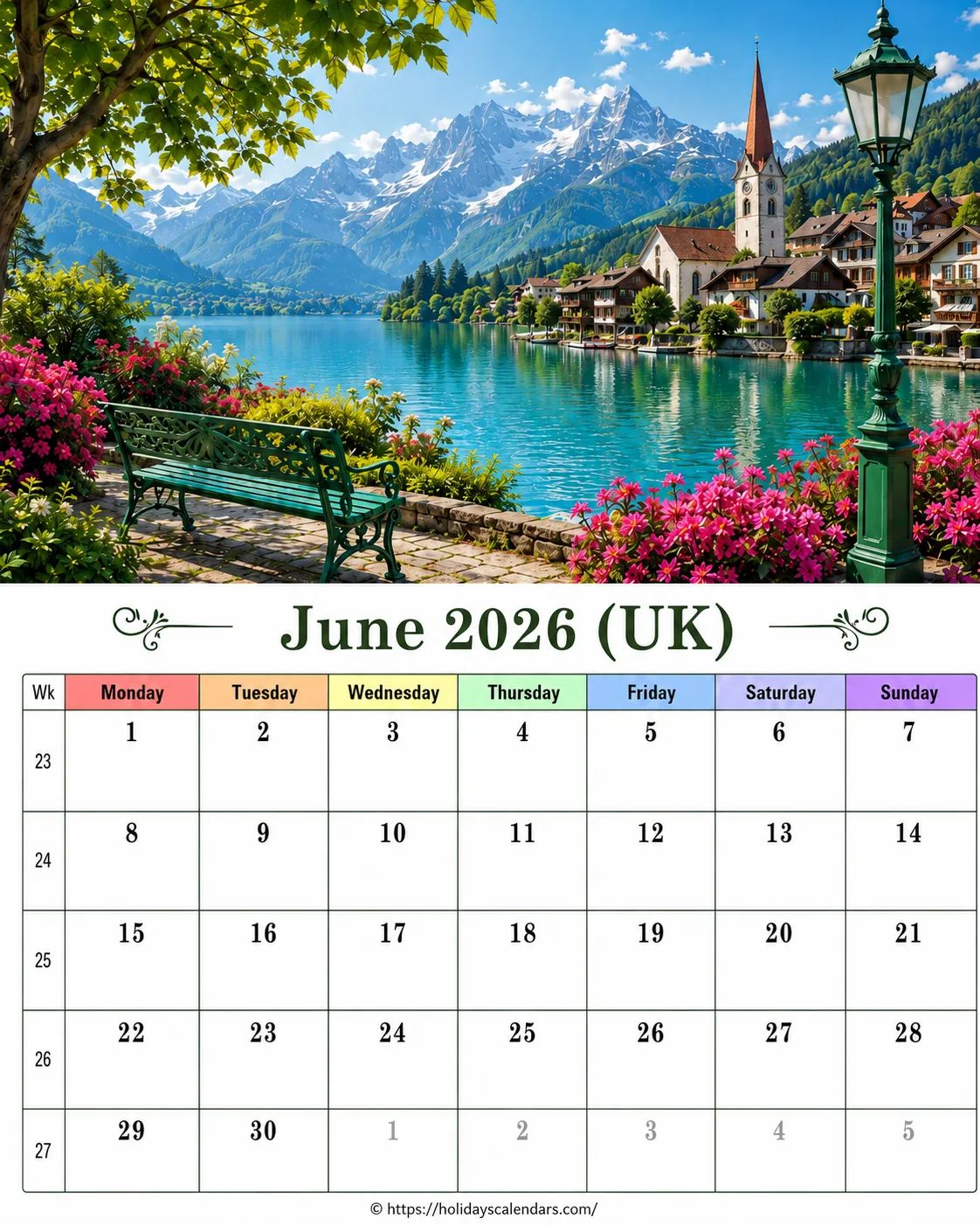 UK June 2026 Scotland bank holiday calendar United Kingdom bank holidays June 2026 calendar image with Scotland's World Cup bank holiday