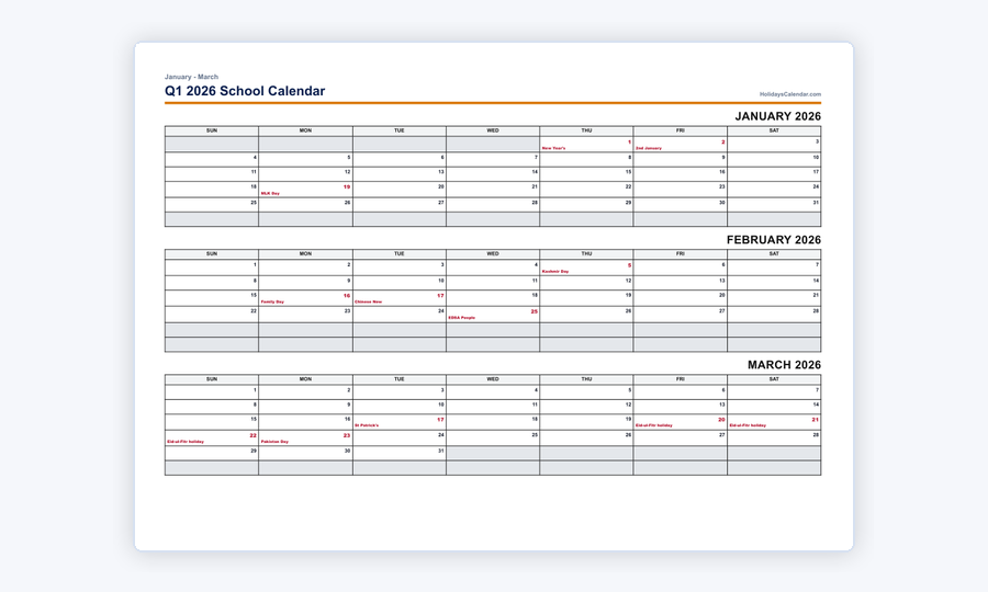 2026 quarterly school calendar PDF preview