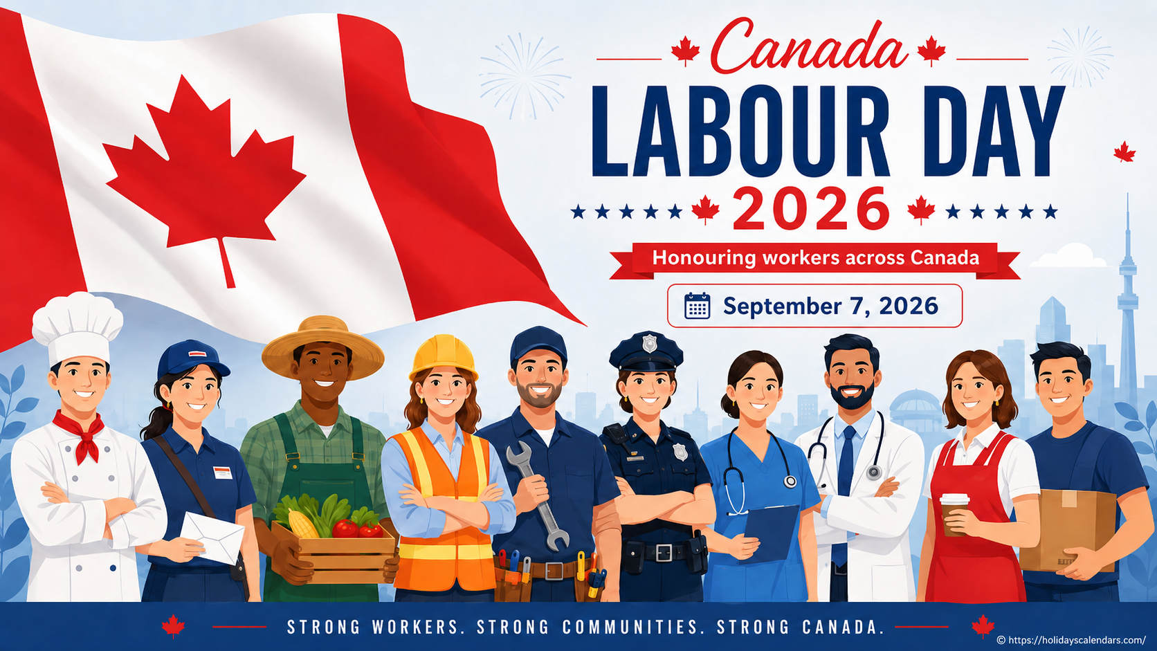Canada Labour Day 2026 image honoring workers across Canada on September 7