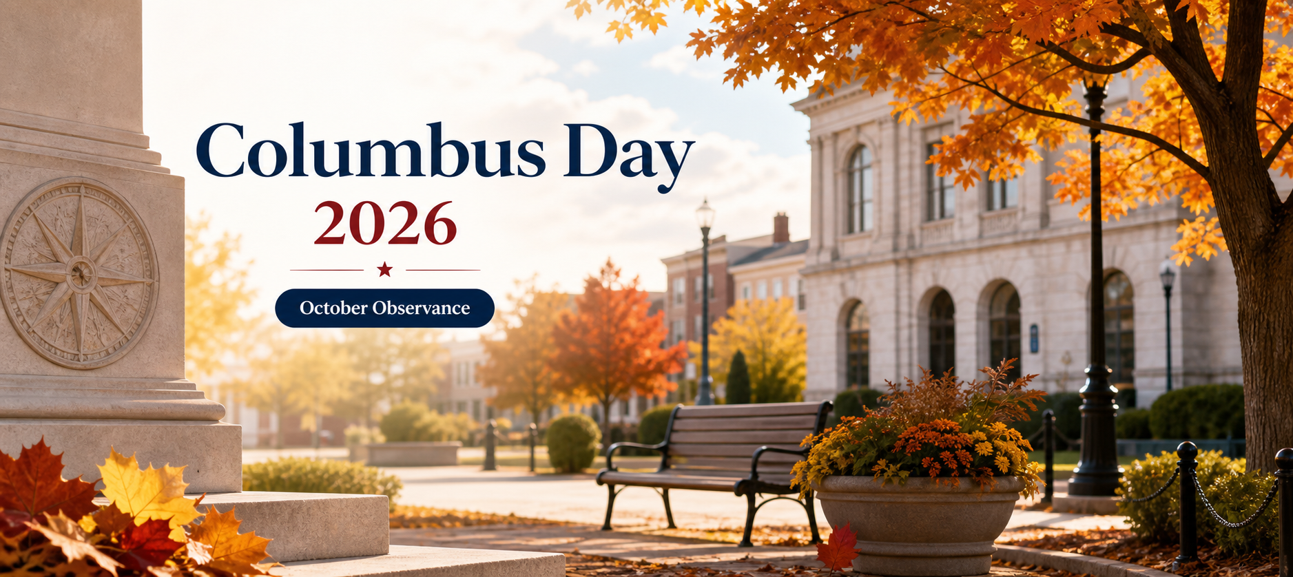 Columbus Day 2026 public holiday illustration for a U.S. federal holiday and October observance