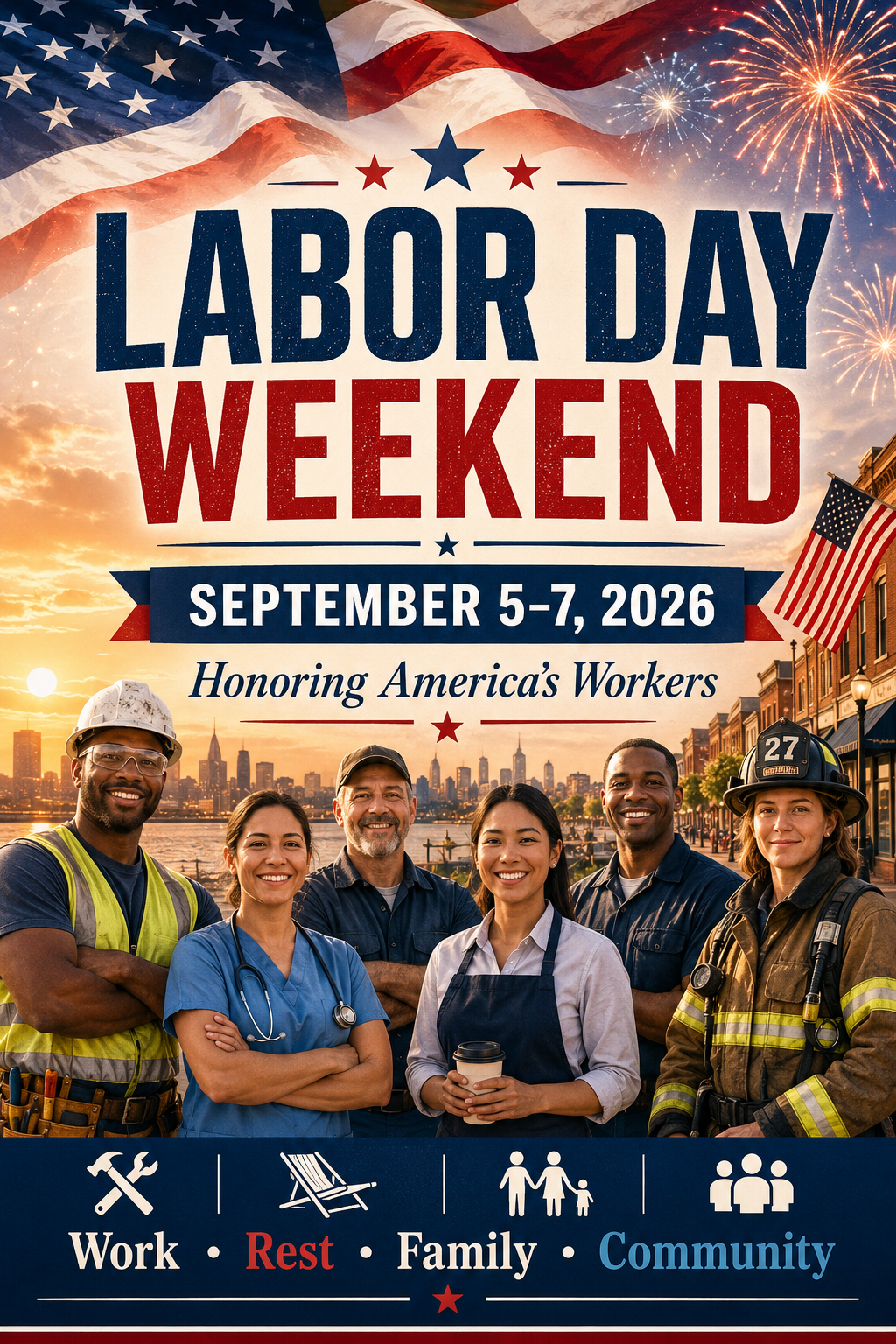 Labor Day weekend 2026 September 5-7 image honoring America's workers in the United States