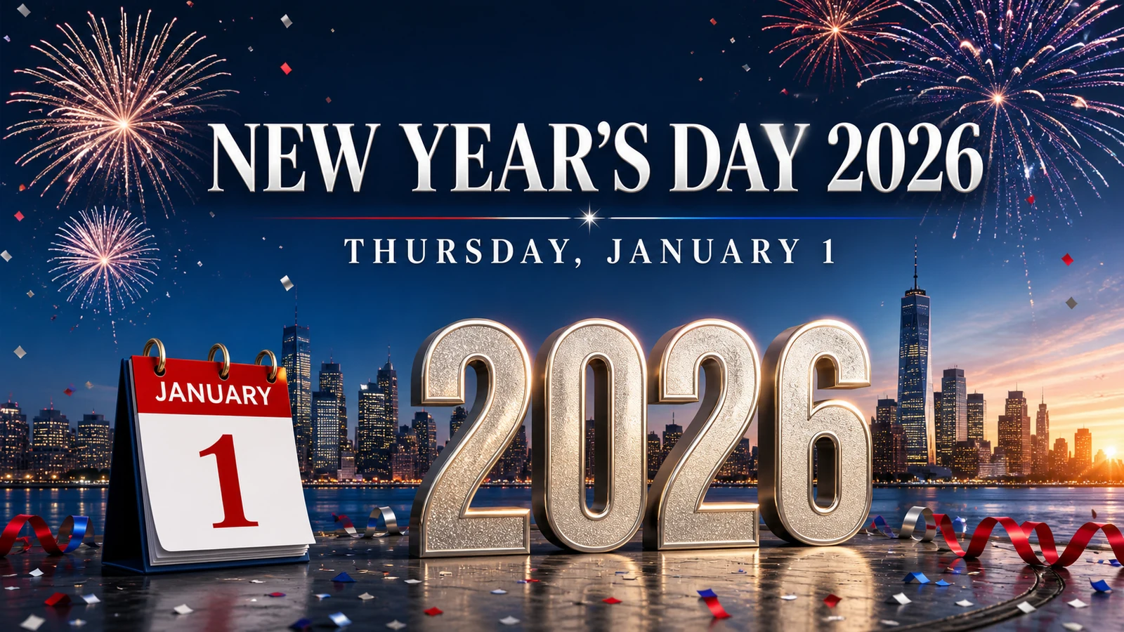 New Year's Day 2026 federal holiday image for Thursday January 1