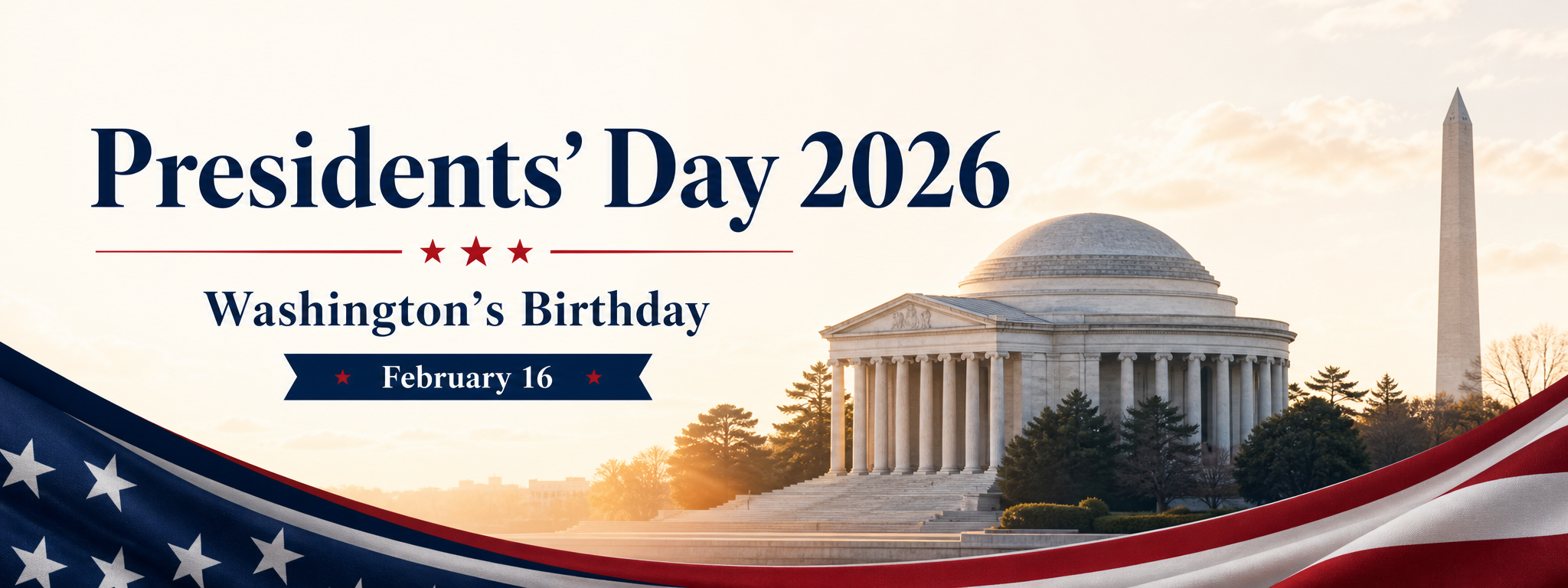 Presidents' Day 2026 federal holiday illustration