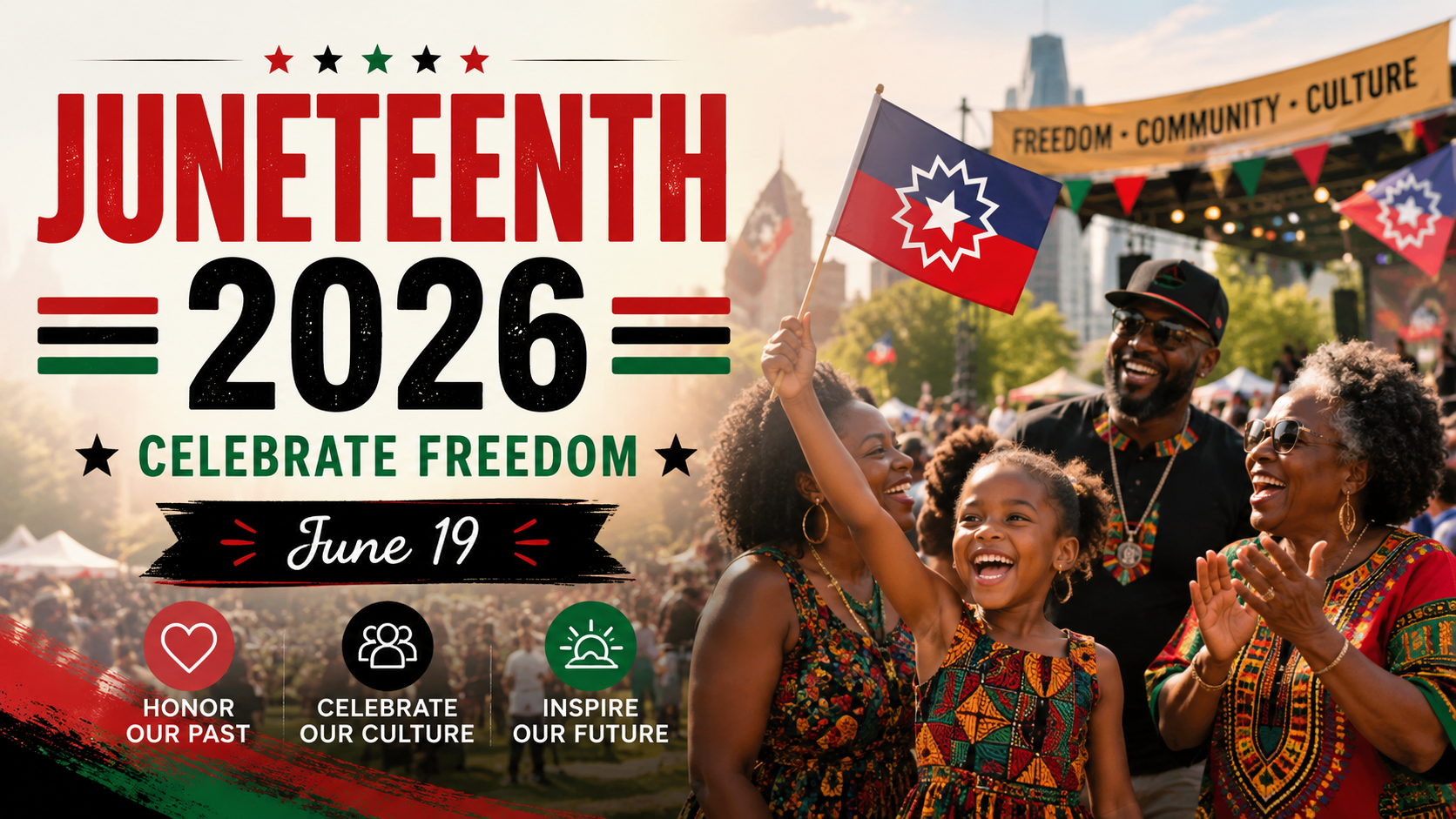 Juneteenth 2026 public holidays image for the U.S. federal holiday on Friday, June 19